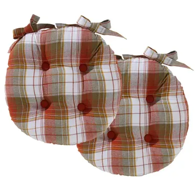 Lot De 2 Galette Rond Orange Terracotta En Coton Lot De 2 Galette Rond Orange Terracotta En Coton
