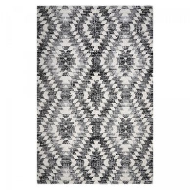 Tapis Extérieur 150x220 Tissé Kilim Gris Et Noir Sandrine