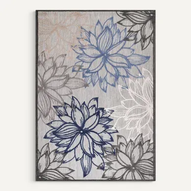 Tapis Extérieur 80x150 Tissé Kilim Gris Et Bleu Chimeko
