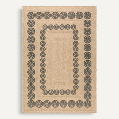 Tapis Extérieur 160x230 Tissé Kilim Noir Jute Art H