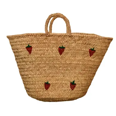 Panier Fraises Brodées - 50x35 Cm - Rouge Panier Fraises Brodées - 50x35 Cm - Rouge