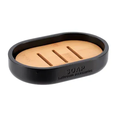 Porte savon bambou noir Porte savon bambou noir vue 3/4