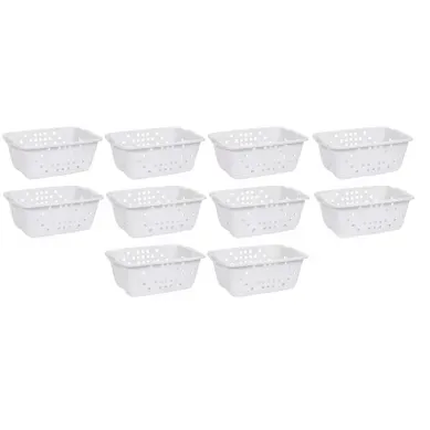 Lot De 10 Paniers À Linge 45l - Blanc Cérusé - Corbeille Plastique - Fabriquée En France Lot De 10 Paniers À Linge 45l - Blanc Cérusé - Corbeille Plastique - Fabriquée En France