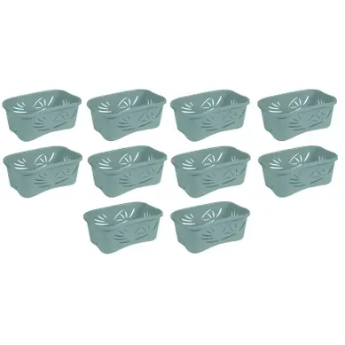 Lot De 10 Paniers À Linge 37l - Vert - Corbeille Plastique - Fabriquée En France Lot De 10 Paniers À Linge 37l - Vert - Corbeille Plastique - Fabriquée En France