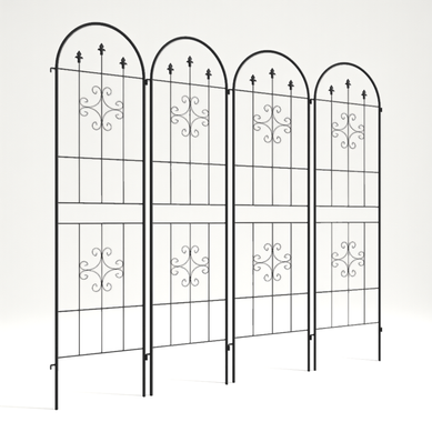 Lot De 4 Treillis De Jardin Support Plantes Grimpantes Acier Noir