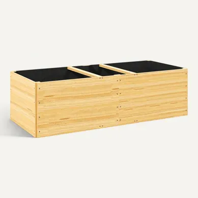 Jardinière En Bois Carré Potager 3 Compartiments 140 X 60 X 40cm Jardinière En Bois Carré Potager 3 Compartiments 140 X 60 X 40cm
