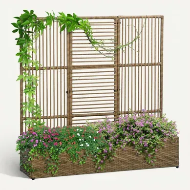 Jardinière Avec Treillis Haut Dim. 103l X 29l X 103h Cm Résine