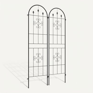 Lot De 2 Treillis De Jardin Support Pour Plantes Grimpantes Acier Noir