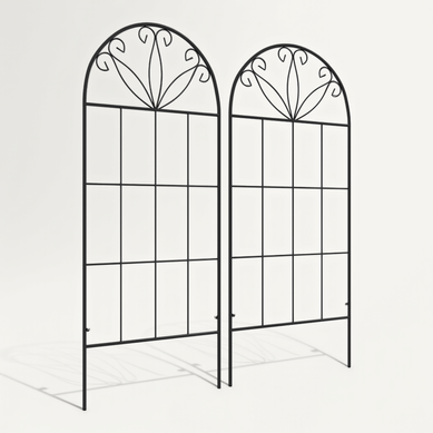 Treillis De Jardin Lot De 2 Support Pour Plantes Grimpantes En Métal Noir