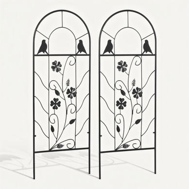 Lot De 2 Treillis De Jardin - Dim. 38l X 98h Cm - Métal époxy Noir