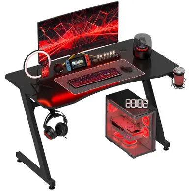 Bureau Gaming Plateau Effet Fibre De Carbone Dim. 120l X 65l Cm Noir