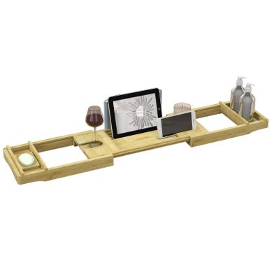 Plateau De Baignoire Extensible 75-109l Cm Isabella Bambou Verni Plateau De Baignoire Extensible 75-109l Cm Isabella Bambou Verni