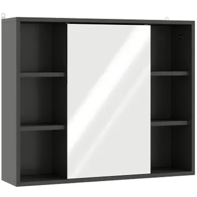 Miroir De Salle De Bain Avec Placard Et Étagères Stan Noir Miroir De Salle De Bain Avec Placard Et Étagères Stan Noir