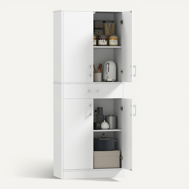 Buffet Haut Armoire De Cuisine Hurty Blanc Mat