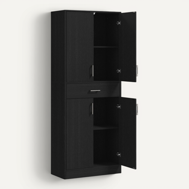 Buffet Haut Armoire De Cuisine Kotim Effet Bois Noir