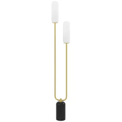 Lampadaire Design Art Déco Presca Noir, Blanc Et Doré