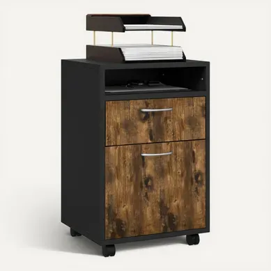 Caisson De Bureau Marci Effet Bois Vieilli Et Noir