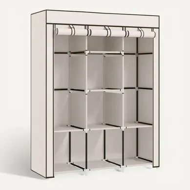 Armoire Penderie Lunaris Rangement élégant Moderne Beige 8 étagères 2 Barres Dressing Chambre Armoire Penderie Lunaris Rangement élégant Moderne Beige 8 étagères 2 Barres Dressing Chambre