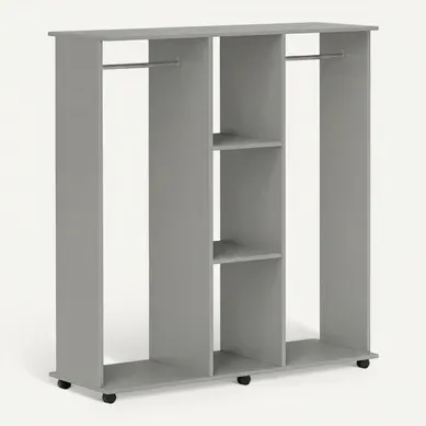 Armoire Penderie Venancio Rangement Mobile Style Bois Gris 120x40x128 Cm