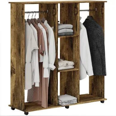 Armoire Penderie Hubert Mobile Design Bois Vieilli 120x40x128 Cm