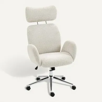 Fauteuil Ambrecourt Ergonomique Confort Bouclette Gris Clair