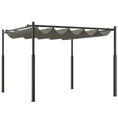 Pergola Dagobert Rétractable Gris Protection Solaire Jardin Extérieur 3x3m Pergola Dagobert Rétractable Gris Protection Solaire Jardin Extérieur 3x3m