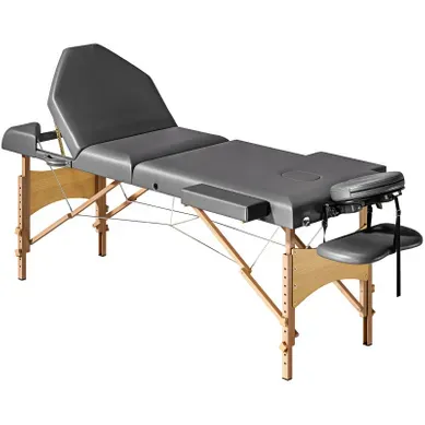 Table De Massage Tancrede Professionnelle Réglable 3 Zones Gris Bois Synthétique