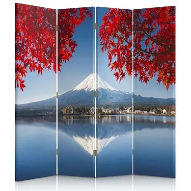 Paravent Mont Fuji 4 Panneaux Design élégant Et Zen 145 X 150 Cm - 2 Faces R° V° Bleu Paravent Mont Fuji 4 Panneaux Design élégant Et Zen 145 X 150 Cm - 2 Faces R° V° Bleu