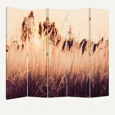 Paravent L'herbe Haute, Décoration Nature 5 Panneaux 180 X 180 Cm - 2 Faces R° V° Beige Paravent L'herbe Haute, Décoration Nature 5 Panneaux 180 X 180 Cm - 2 Faces R° V° Beige