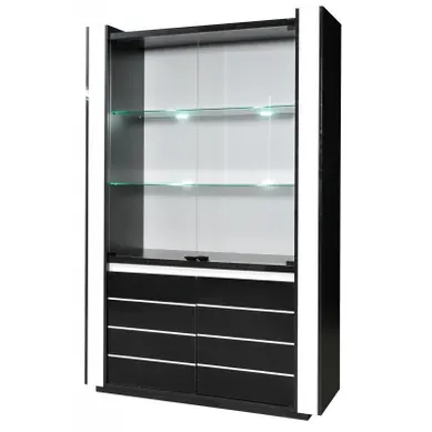 Vitrine Argentier Vaisselier Lina Noir Et Blanc Avec LED – 4 Portes Battantes Vitrine Argentier Vaisselier Lina Noir Et Blanc Avec LED – 4 Portes Battantes