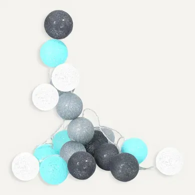 Guirlande Lumineuse Boules Colorées 20 LED 3,45 M Blanc. Gris. Bleu
