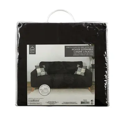 Housse Extensible Pour Canapé 3 Places - Noir - 230 X 85 Cm Housse Extensible Pour Canapé 3 Places - Noir - 230 X 85 Cm