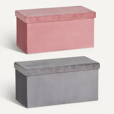 Banc pliable H. 37,5 cm ORIGAMI Rose ou gris. vue 3/4