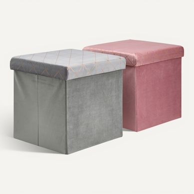 Pouf pliable H. 37,5 cm ORIGAMI Rose ou gris Pouf pliable H. 37,5 cm ORIGAMI Rose ou gris vue 3/4