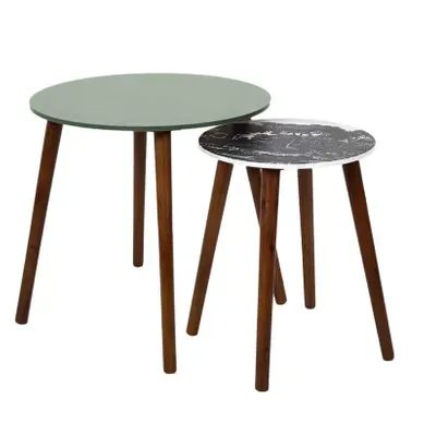 Lot De 2 Tables Gigognes "admira" 48cm Vert et Noir