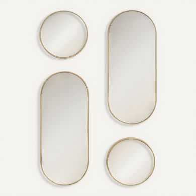 Set de 4 miroirs rond et ovale VERSA Doré vue de face
