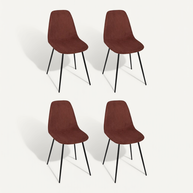 Lot De 4 Chaises Côtelé "scott" 85cm Terracotta Lot De 4 Chaises Côtelé "scott" 85cm Terracotta