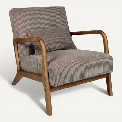 Fauteuil Côtelé Design "scott" 75cm Taupe