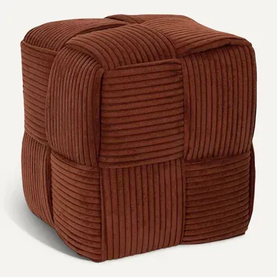Pouf En Tissu Côtelé Tressé Scott Terracotta Pouf En Tissu Côtelé Tressé Scott Terracotta