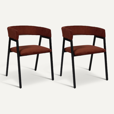 Lot De 2 Chaises Design Côtelé "scott" 71cm Terracotta Lot De 2 Chaises Design Côtelé "scott" 71cm Terracotta