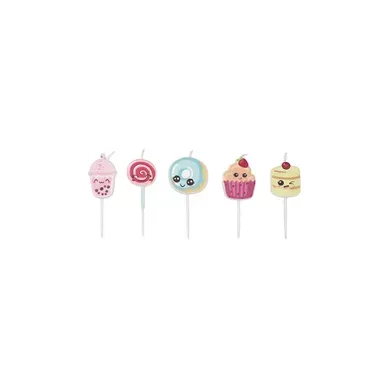 Lot De 5 Bougies D'anniversaire "kawaii" 10cm Multicolore Lot De 5 Bougies D'anniversaire "kawaii" 10cm Multicolore