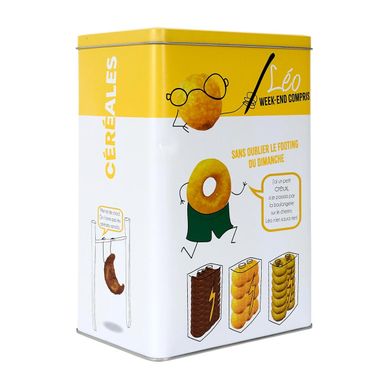 Boîte à Céréales En Métal "ludique" 23cm Jaune