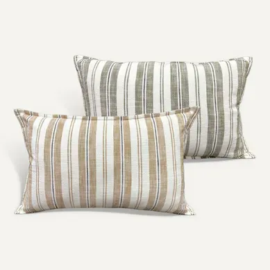 Housse De Coussin Recto-verso 100% Coton Rayures Tapissier Lourmarin - 45x70 Cm - Jaune Ocre Housse De Coussin Recto-verso 100% Coton Rayures Tapissier Lourmarin - 45x70 Cm - Jaune Ocre