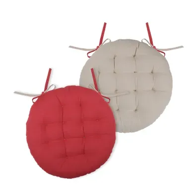 Galette De Chaise Ronde Et Bicolore - Ø 38 X 38 Cm - Rouge/lin Galette De Chaise Ronde Et Bicolore - Ø 38 X 38 Cm - Rouge/lin