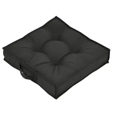 Coussin De Sol Carré Avec Poignée - 45x45 Cm - Gris Foncé