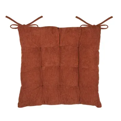 Galette De Chaise Carrée En Velours Côtelé - 38x38 Cm - Orange Foncé Galette De Chaise Carrée En Velours Côtelé - 38x38 Cm - Orange Foncé