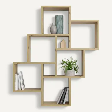 étagère Murale Avec 8 Compartiments Chêne Artisanal