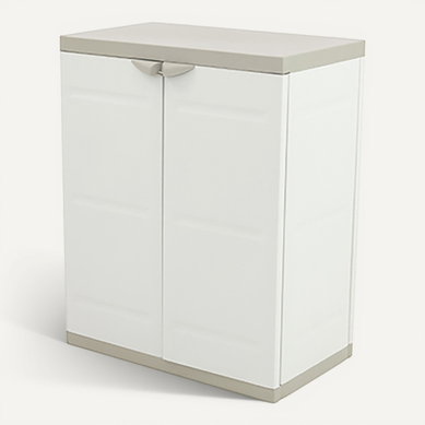 Armoire Basse 2 Portes Intérieur/extérieur Coloris Beige - L. 70 X P. 44 X H. 88 Cm Armoire Basse 2 Portes Intérieur/extérieur Coloris Beige - L. 70 X P. 44 X H. 88 Cm