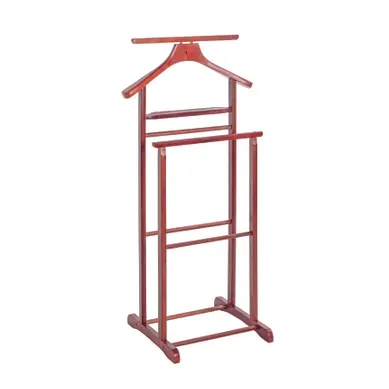 Valet De Nuit Double, Valet De Chambre En Bois Massif Hévéa Coloris Cerisier