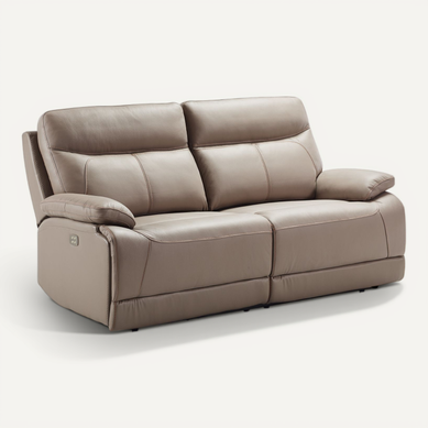 Canapé De 3 Places (2 Relax Électriques) En Cuir/pvc Couleur Gris - L. 194 X P. 97 X H. 99 Cm